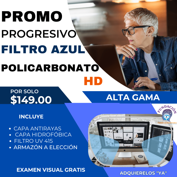 promoción lentes progresivos policarbonato filtro azul HD